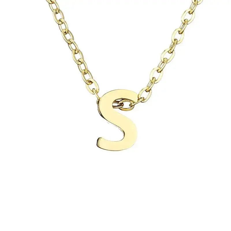 New Stainless Steel Gold-plated Clavicle Necklace Letter Pendant Jewelry - FluxDigital