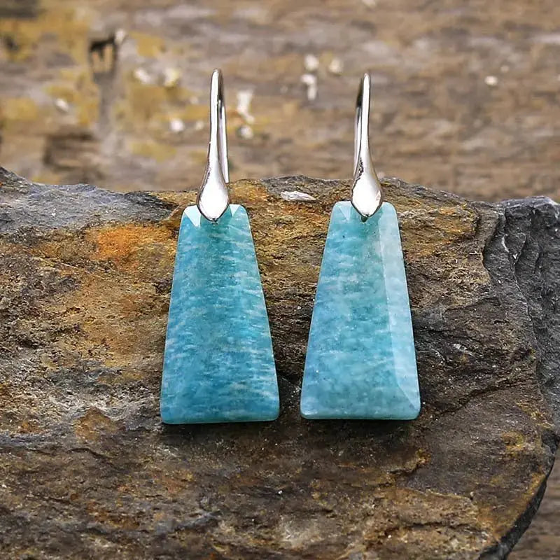 Bohemian geometric pendant earrings popular natural stone jewelry - FluxDigital