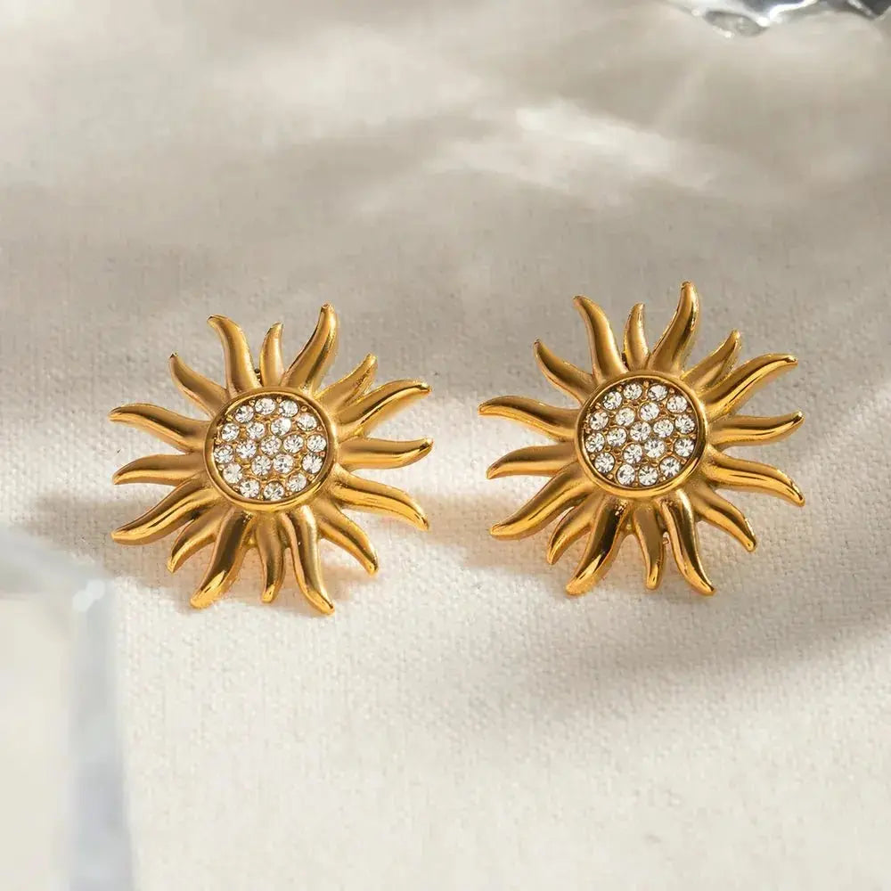 Stainless steel sunflower jewelry flower earrings for women - FluxDigital
