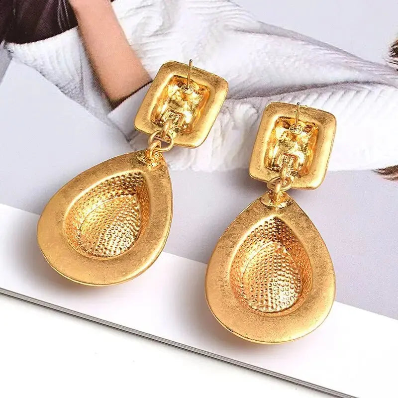 Fashion Earrings Metal Heart Shaped Diamond Jewelry - FluxDigital