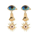 Personality Creative Golden Fatima Eye Earrings for Woman Party Jewelry - FluxDigital
