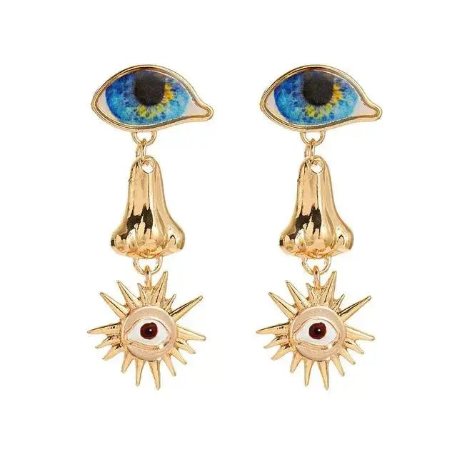 Personality Creative Golden Fatima Eye Earrings for Woman Party Jewelry - FluxDigital