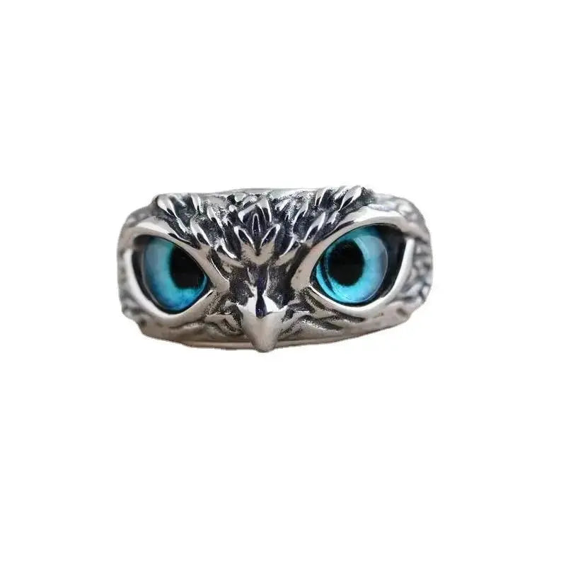 New Vintage Alloy Blue Eyes Owl Ring Adjustable Jewelry - FluxDigital