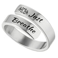 Open mouth jewelry for women Just Breathe letter ring engraved lotus titanium steel jewelry for men - FluxDigital