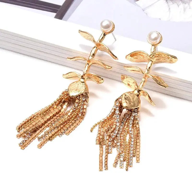 Fashion Ladies Earrings Tassel Plant Metal Jewelry - FluxDigital