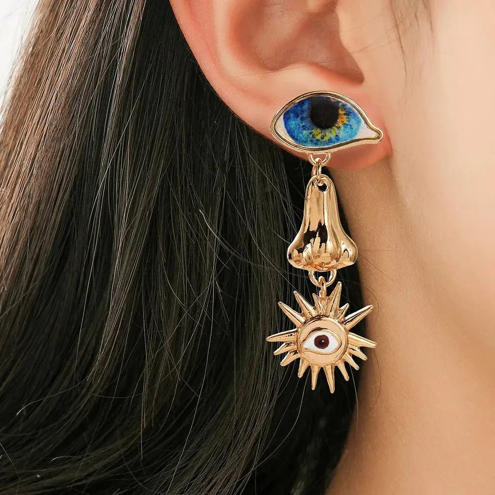 Personality Creative Golden Fatima Eye Earrings for Woman Party Jewelry - FluxDigital