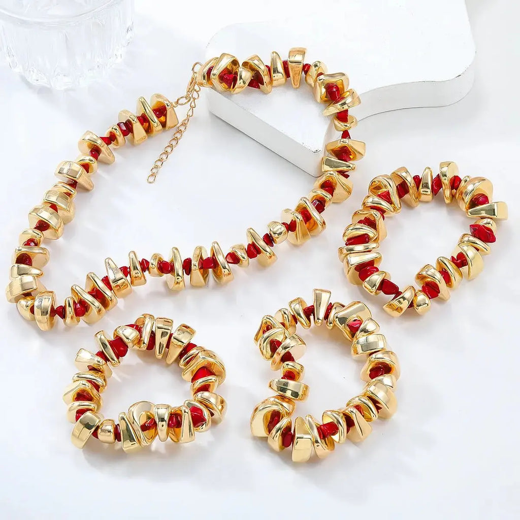 Bracelet, necklace set, women's exaggerated European and American jewelry, trendy accessories - FluxDigital