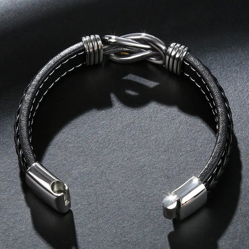 Jewelry Titanium Steel Punk Men's Leather Bracelet - FluxDigital