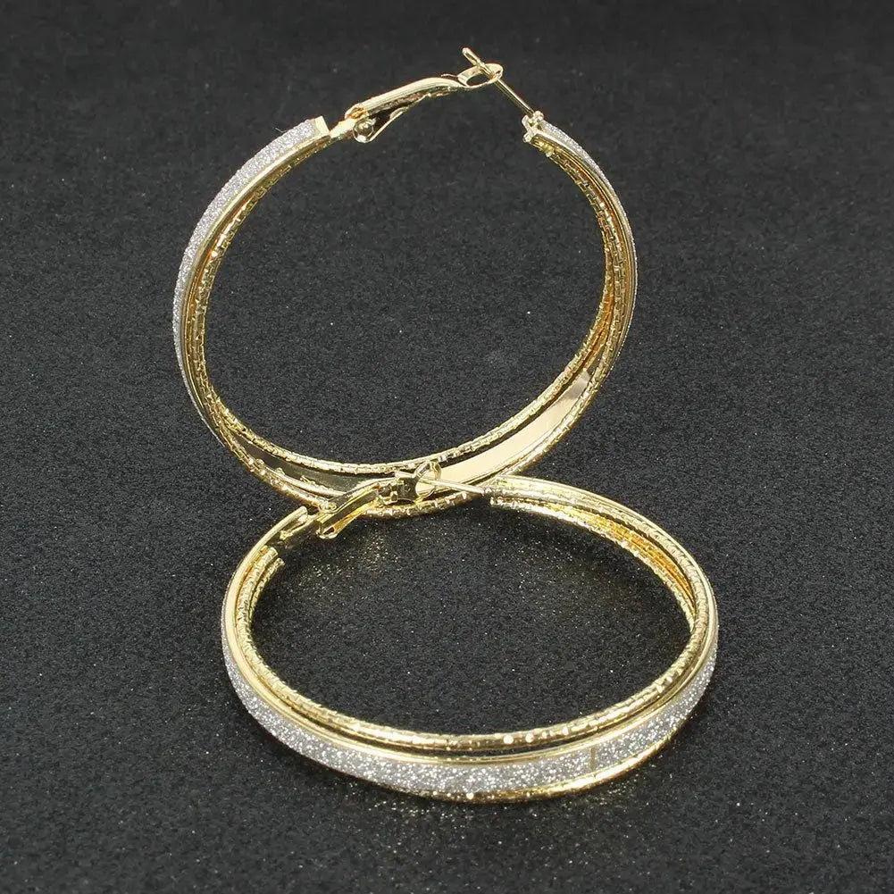 Jewelry Exaggerated Temperament Geometric Metal Frosted Earrings Fashion Earrings Women - FluxDigital
