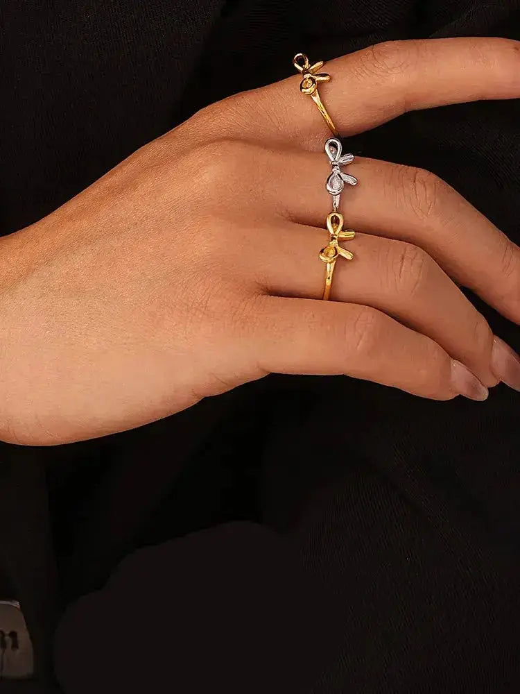 Bow ring stainless steel ins style jewelry - FluxDigital