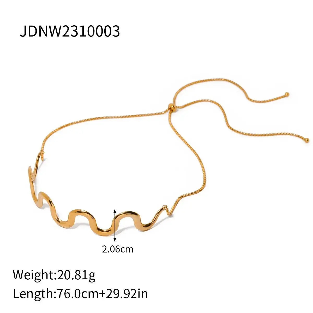 Gold Plated Stainless Steel Wave Pull Necklace Jewelry - FluxDigital
