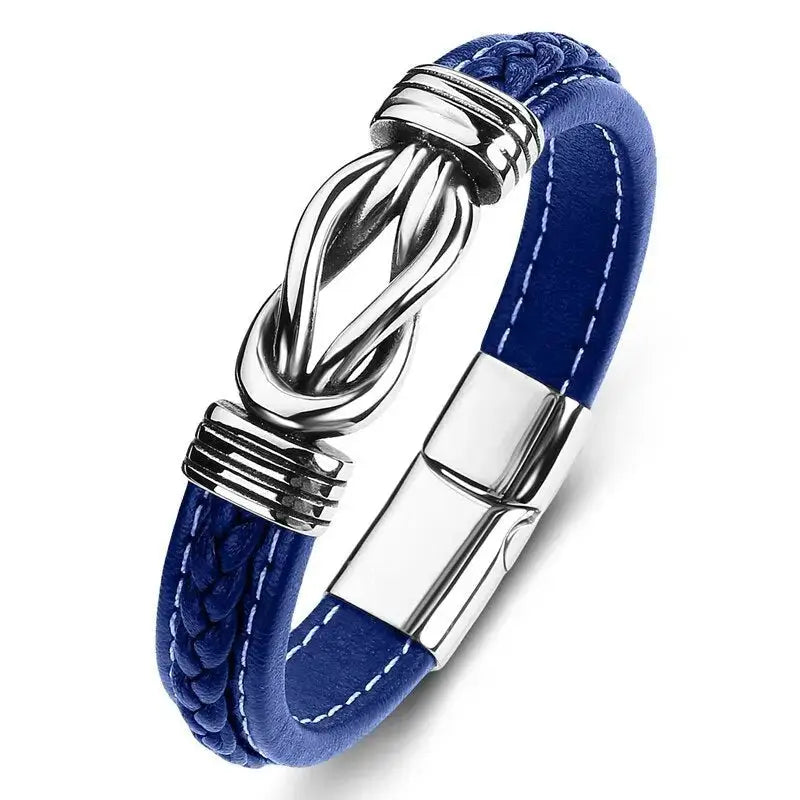 Jewelry Titanium Steel Punk Men's Leather Bracelet - FluxDigital