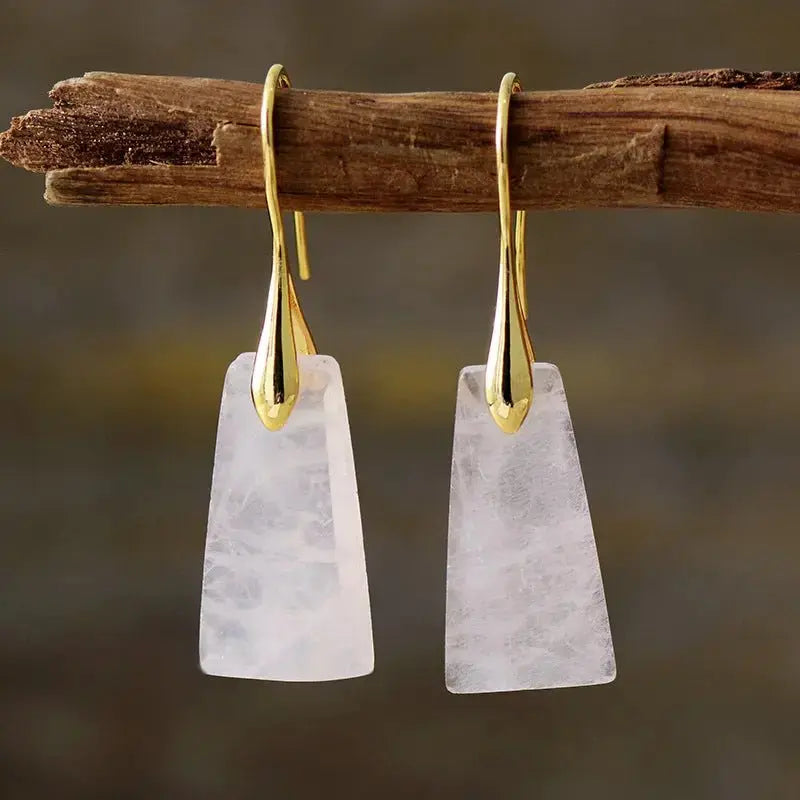 Bohemian geometric pendant earrings popular natural stone jewelry - FluxDigital