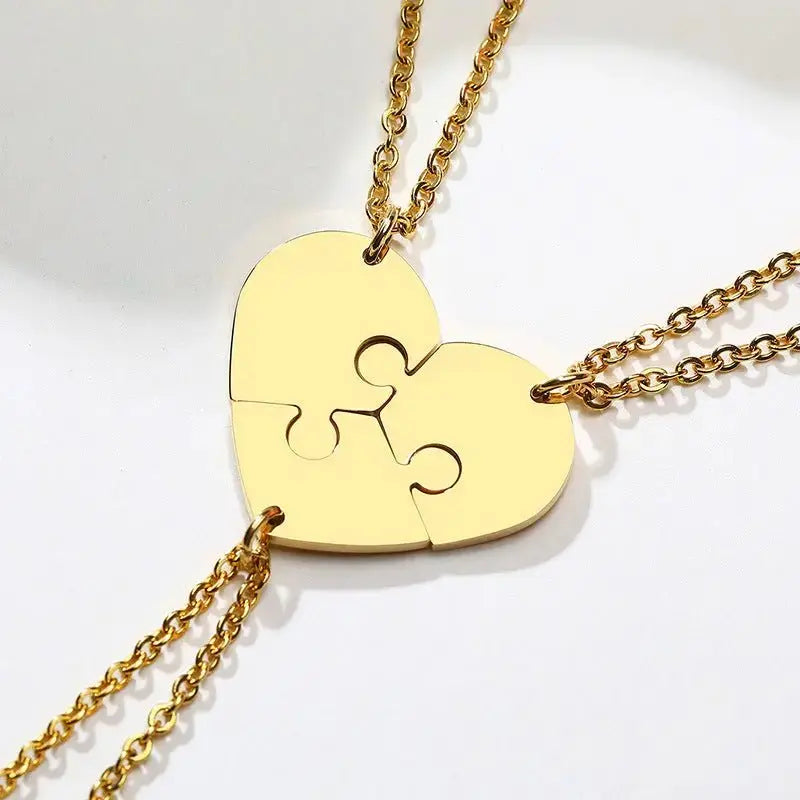 Jewelry Fashion Stainless Steel Heart Puzzle Laser DIY Friendship Pendant - FluxDigital