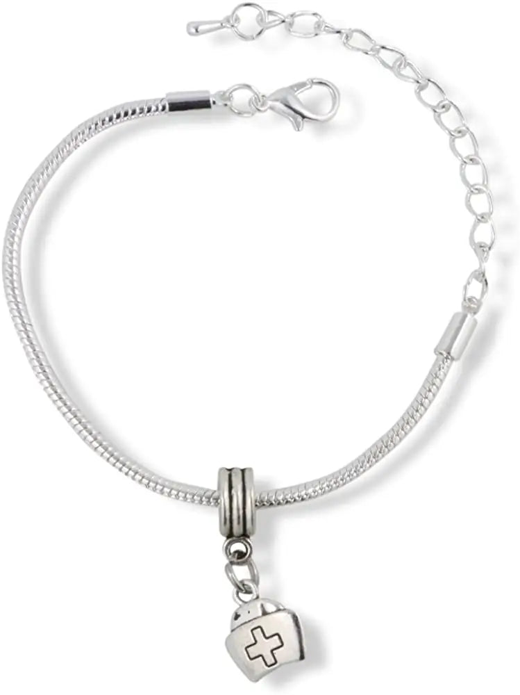 Emerald Park Jewelry Nurse Hat with Cross on it Snake Chain Charm Bracelet - FluxDigital