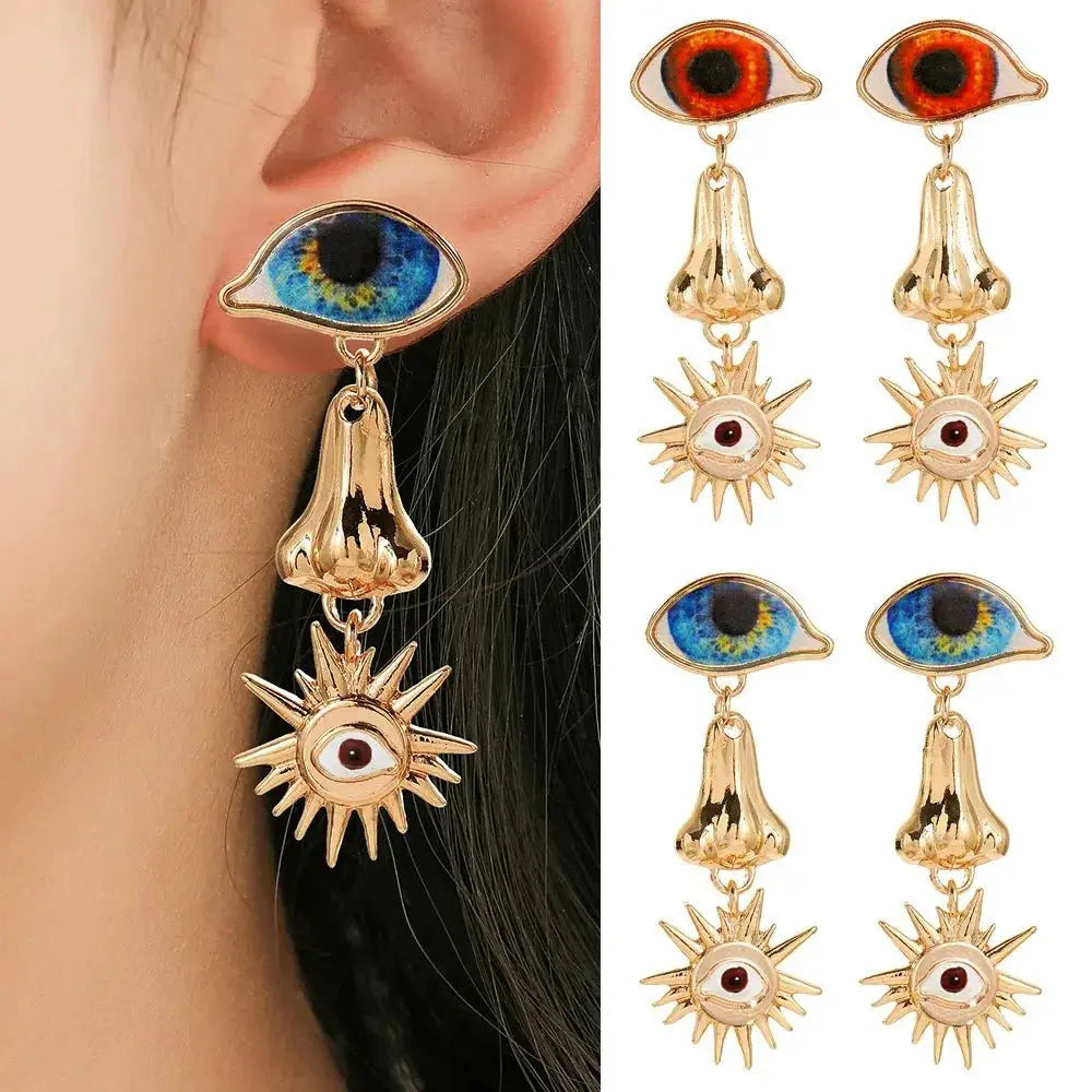 Personality Creative Golden Fatima Eye Earrings for Woman Party Jewelry - FluxDigital