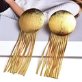 Fashion Earrings Metal Tassel Jewelry Gold Round - FluxDigital