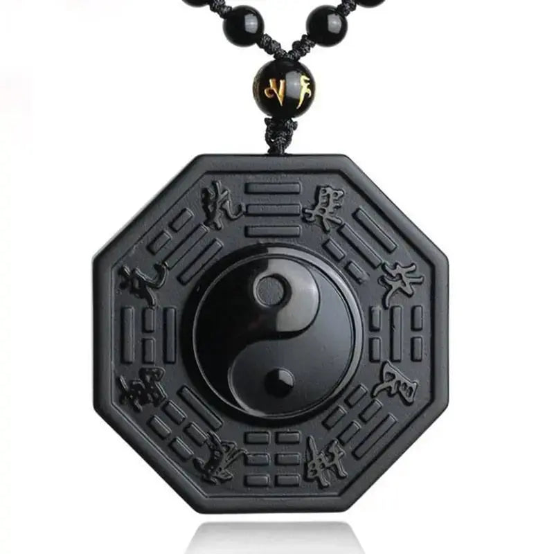 Black Obsidian Yin Yang Necklace Pendant Chinese BAGUA Men's Jewelry Women's Jewelry - FluxDigital