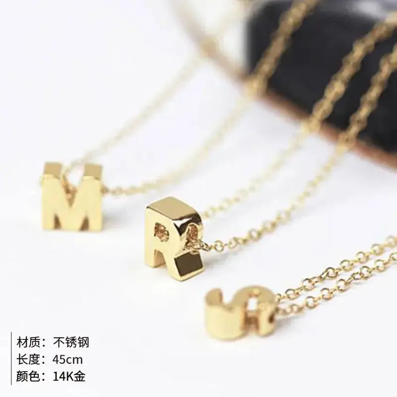 New Stainless Steel Gold-plated Clavicle Necklace Letter Pendant Jewelry - FluxDigital
