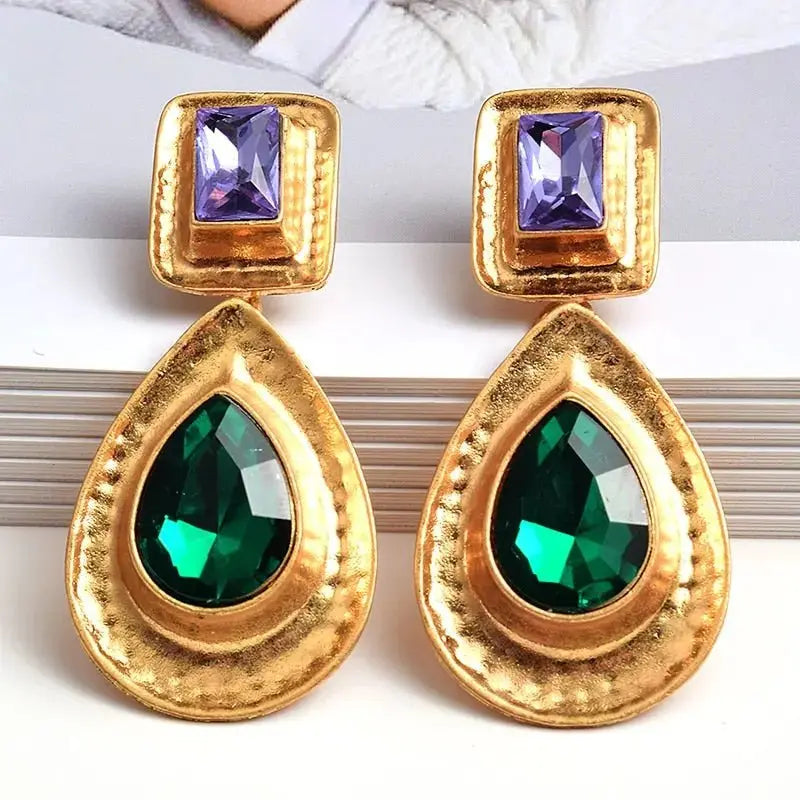 Fashion Earrings Metal Heart Shaped Diamond Jewelry - FluxDigital