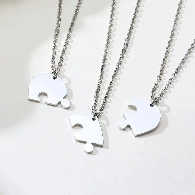 Jewelry Fashion Stainless Steel Heart Puzzle Laser DIY Friendship Pendant - FluxDigital