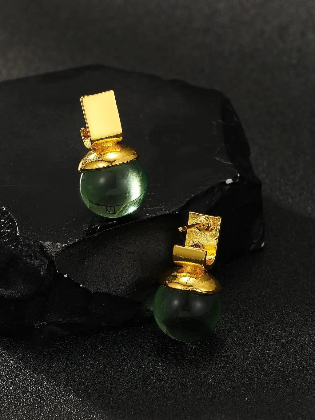Vintage Green Crystal Round Dangle Earrings For Women Boho Custom Jewelry - FluxDigital
