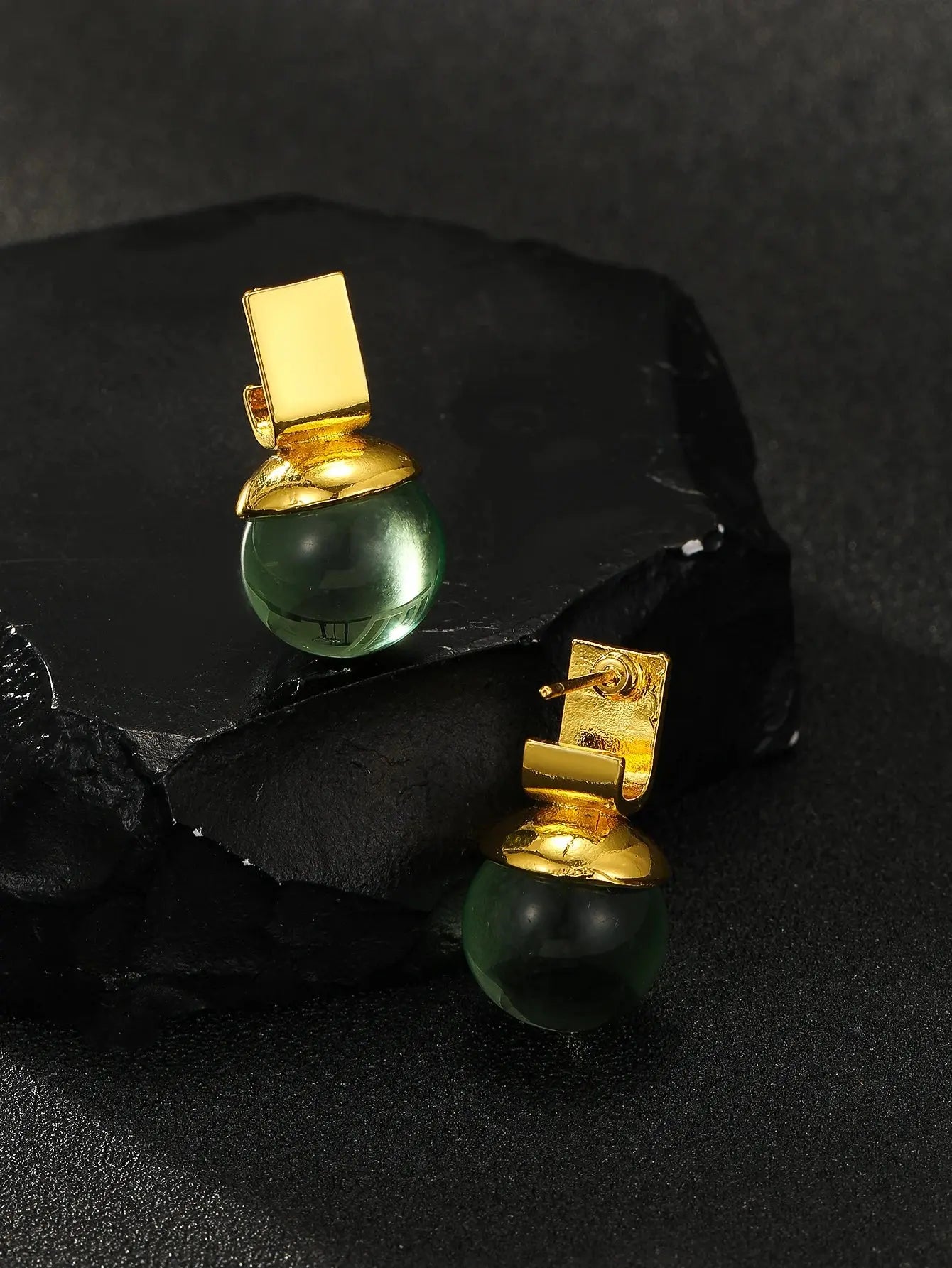 Vintage Green Crystal Round Dangle Earrings For Women Boho Custom Jewelry - FluxDigital