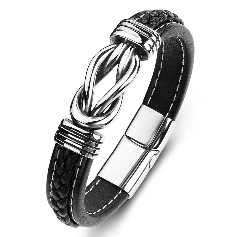 Jewelry Titanium Steel Punk Men's Leather Bracelet - FluxDigital
