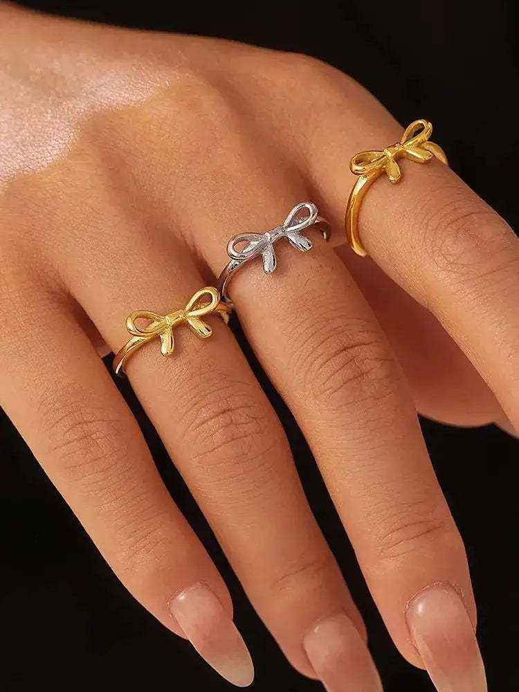 Bow ring stainless steel ins style jewelry - FluxDigital