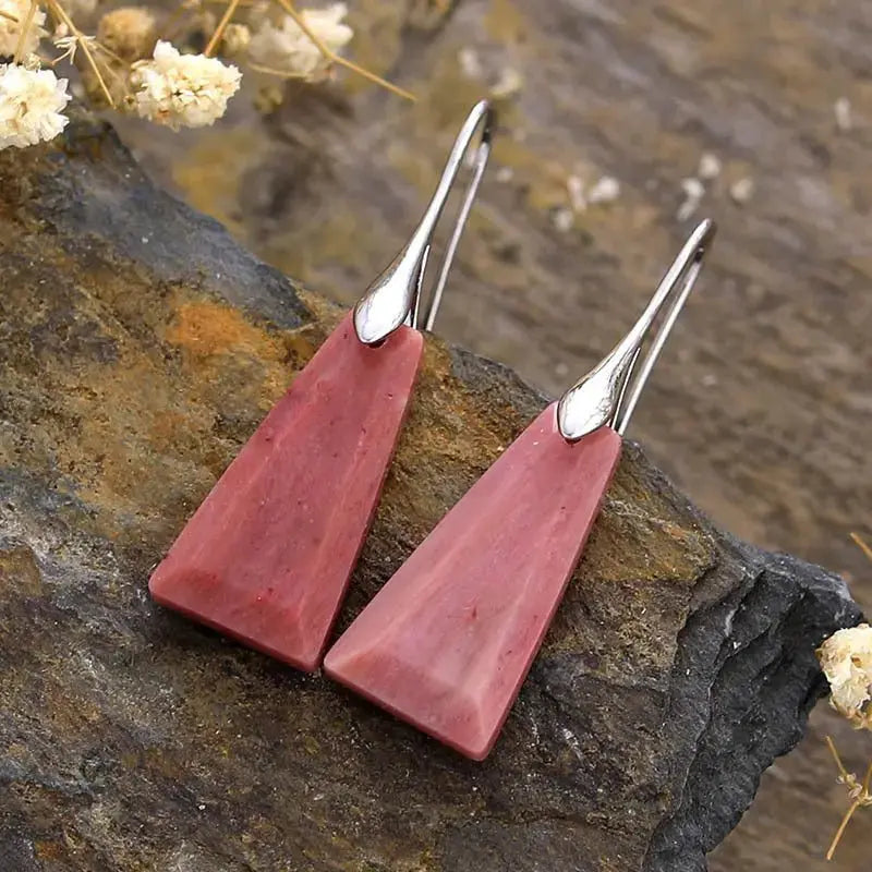 Bohemian geometric pendant earrings popular natural stone jewelry - FluxDigital