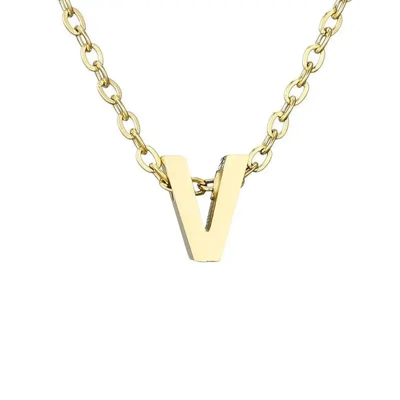 New Stainless Steel Gold-plated Clavicle Necklace Letter Pendant Jewelry - FluxDigital