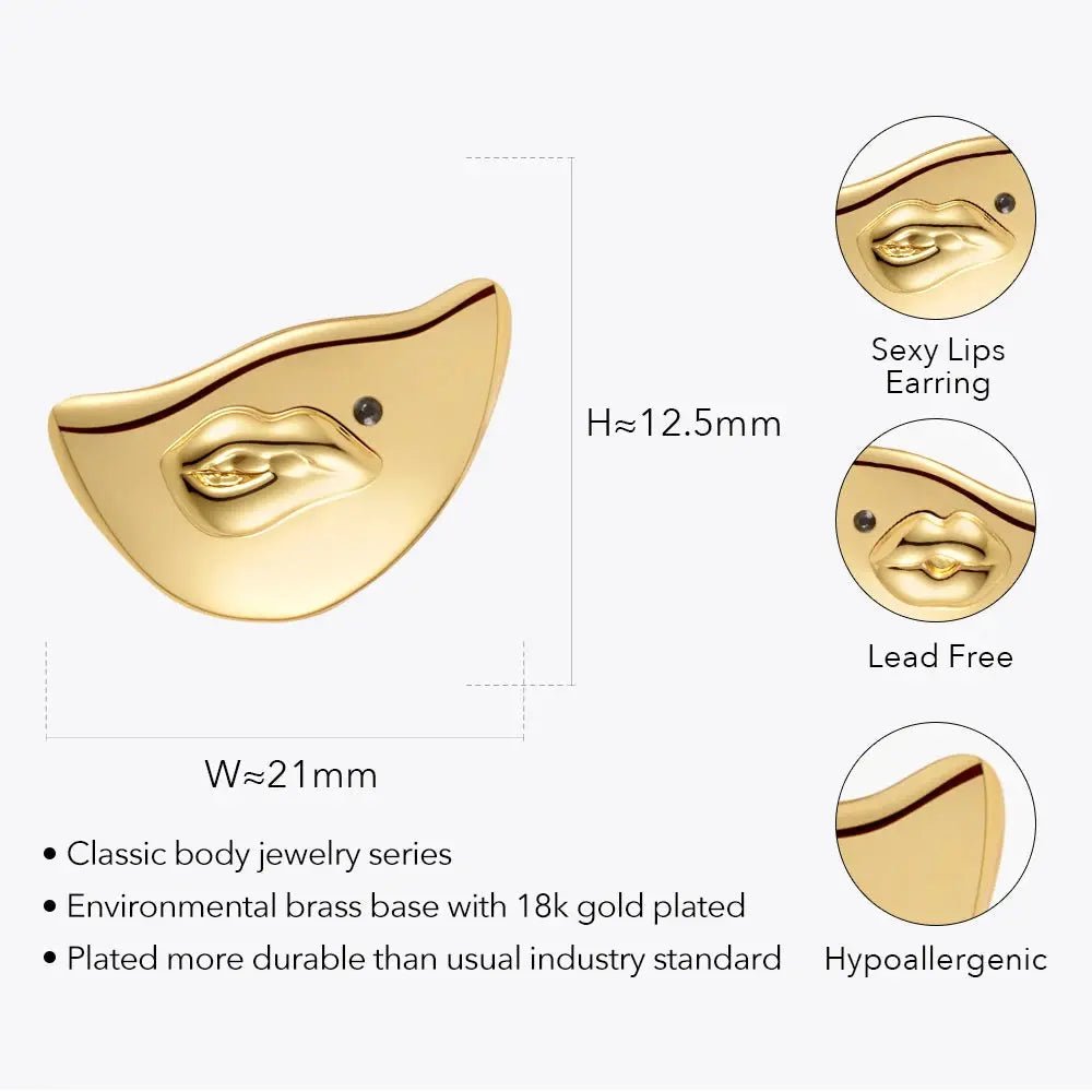 Gold Color Sexy Lips Earrings For Women Piercing Earings Jewelry Everydaywear - FluxDigital