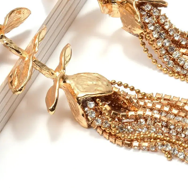 Fashion Ladies Earrings Tassel Plant Metal Jewelry - FluxDigital