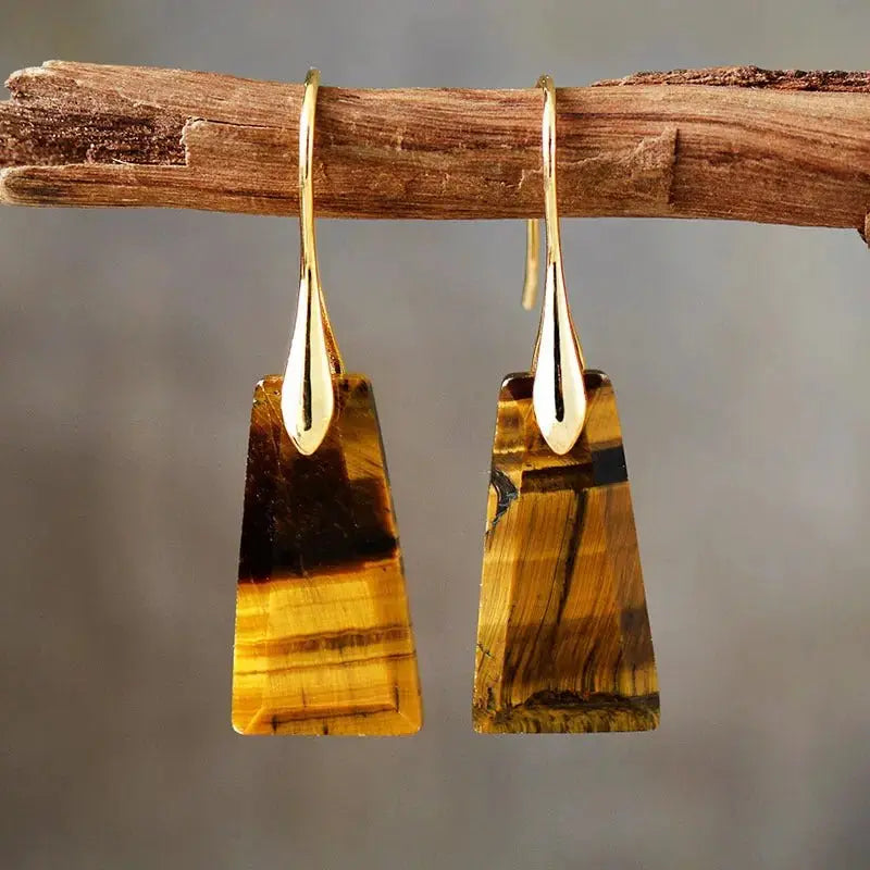 Bohemian geometric pendant earrings popular natural stone jewelry - FluxDigital