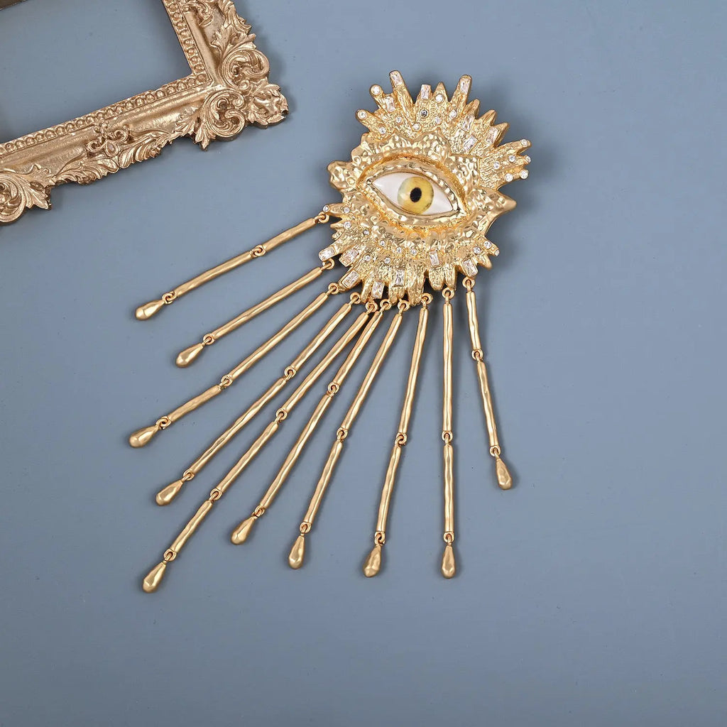 Large Stud Earring Heavry Metal Tassels for Women Brass Jewelry - FluxDigital