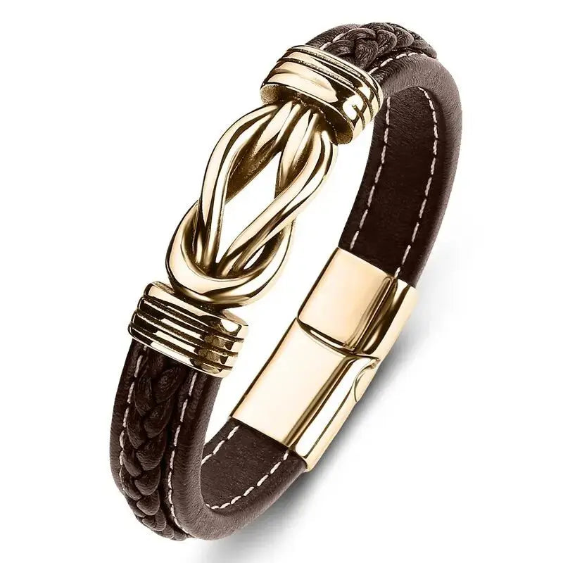 Jewelry Titanium Steel Punk Men's Leather Bracelet - FluxDigital