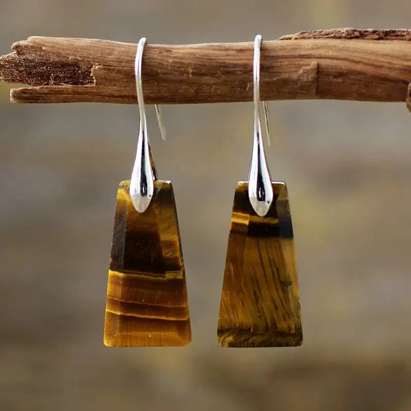 Bohemian geometric pendant earrings popular natural stone jewelry - FluxDigital