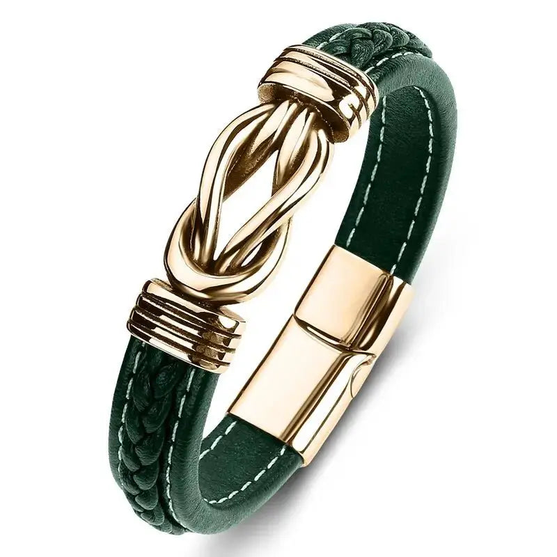 Jewelry Titanium Steel Punk Men's Leather Bracelet - FluxDigital