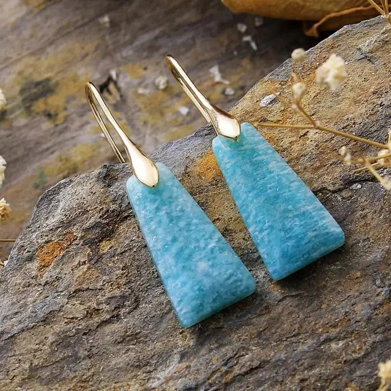 Bohemian geometric pendant earrings popular natural stone jewelry - FluxDigital