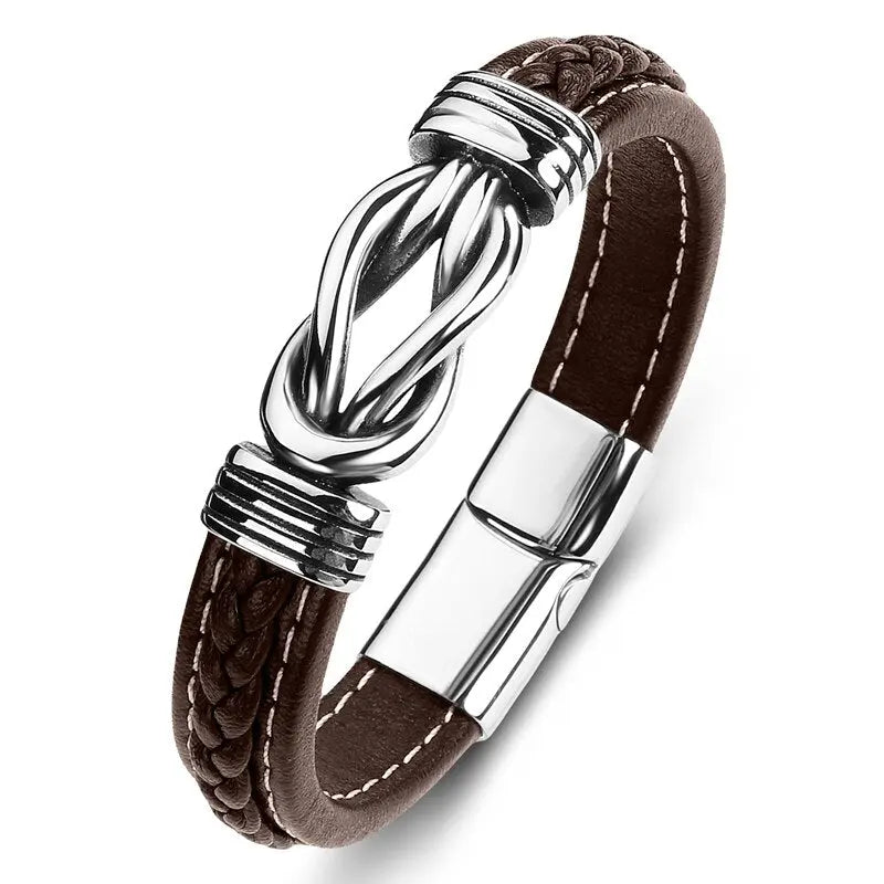 Jewelry Titanium Steel Punk Men's Leather Bracelet - FluxDigital