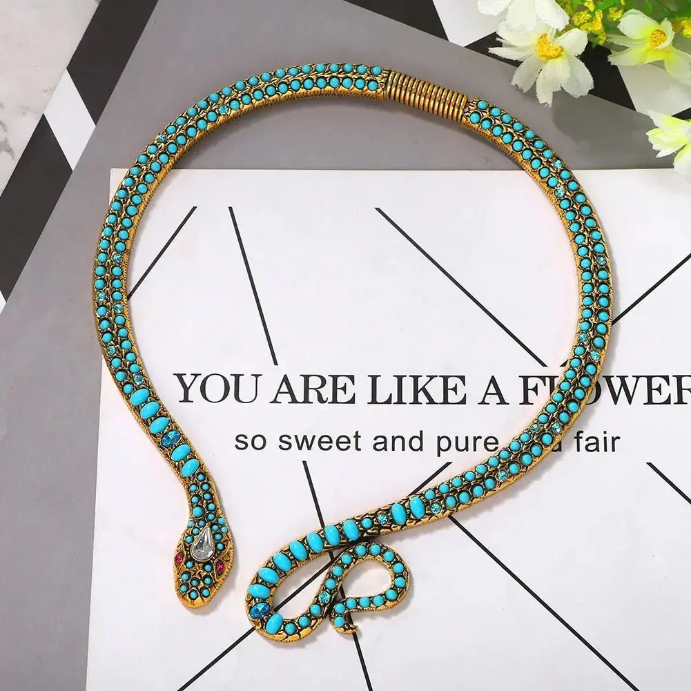 Exaggerated personality snake shaped collar European and American luxury jewelry for women - FluxDigital