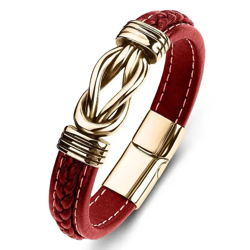 Jewelry Titanium Steel Punk Men's Leather Bracelet - FluxDigital