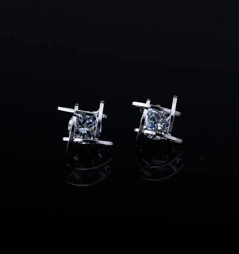 Women's earrings Europe and the new jewelry geometric hollow square triangle zircon earrings fashion banquet jewelry - FluxDigital