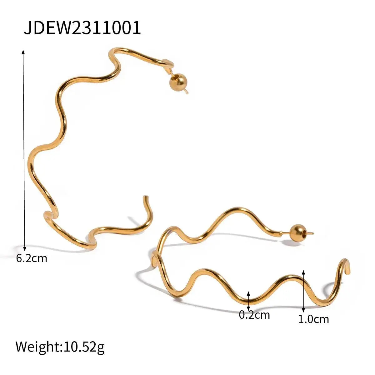 Gold Plated Stainless Steel Wave Pull Necklace Jewelry - FluxDigital