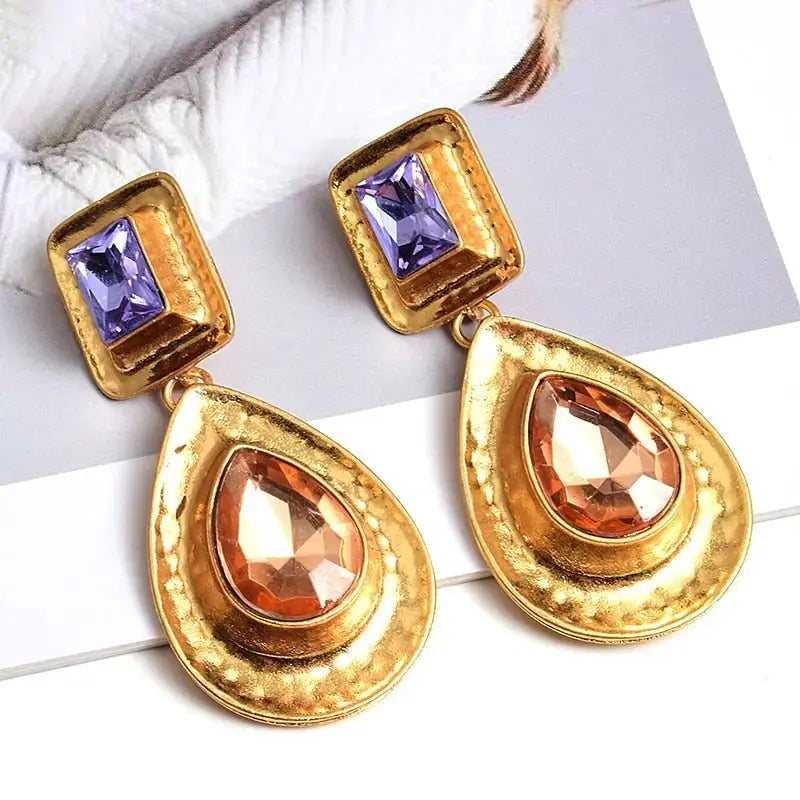 Fashion Earrings Metal Heart Shaped Diamond Jewelry - FluxDigital