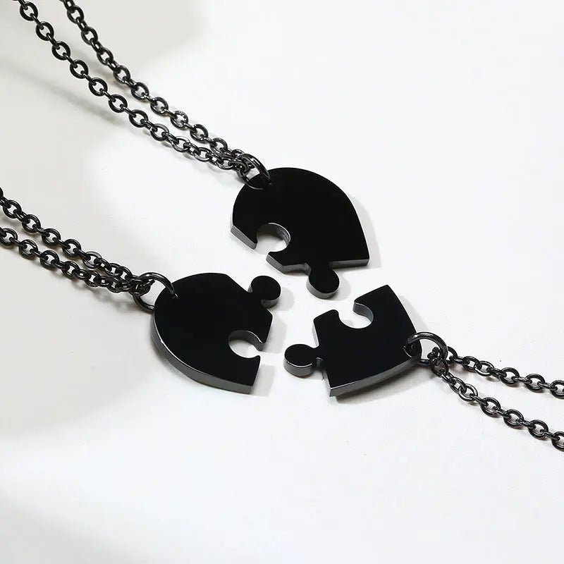 Jewelry Fashion Stainless Steel Heart Puzzle Laser DIY Friendship Pendant - FluxDigital