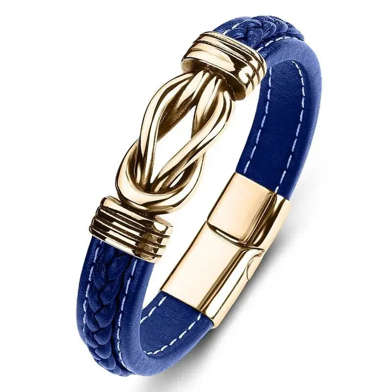 Jewelry Titanium Steel Punk Men's Leather Bracelet - FluxDigital