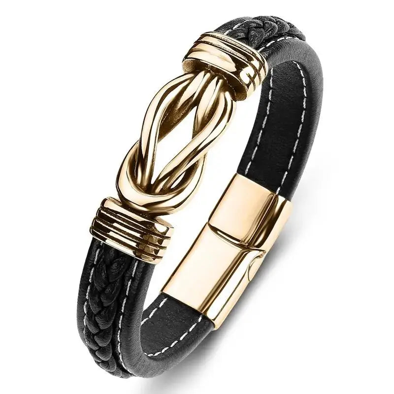 Jewelry Titanium Steel Punk Men's Leather Bracelet - FluxDigital