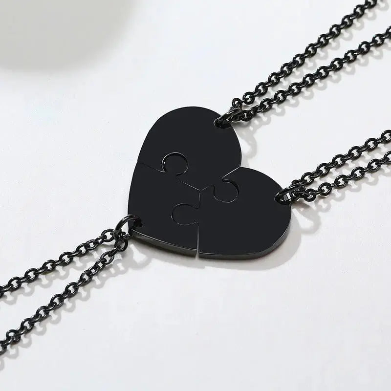 Jewelry Fashion Stainless Steel Heart Puzzle Laser DIY Friendship Pendant - FluxDigital