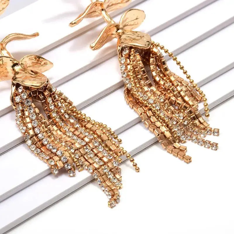 Fashion Ladies Earrings Tassel Plant Metal Jewelry - FluxDigital